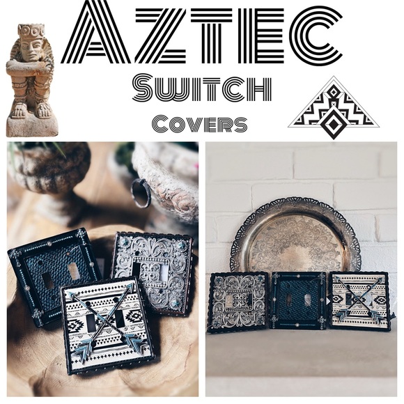 Western Tooled Light Switch Cover Plate Aztec Boho Choice of A,B or C - Picture 2 of 12